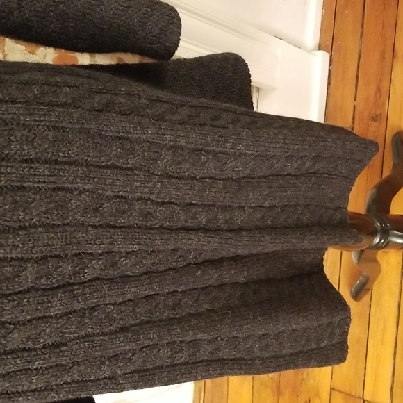 The Irish Store charcoal gray cable knit merino wool fit and flare dress 10 12 L - Picture 3 of 7